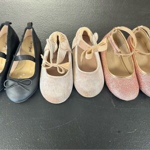 Set of Three Baby Girl Shoes - Black, Cream, Pink